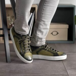 Khaki Patina Trainer White Cupsole Shoes - Image 6