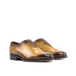 Cognac Patina Whole Cut Leather Shoes - Image 2