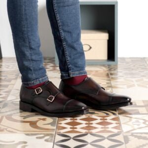 Elegant Dark Brown Double Monk Shoes