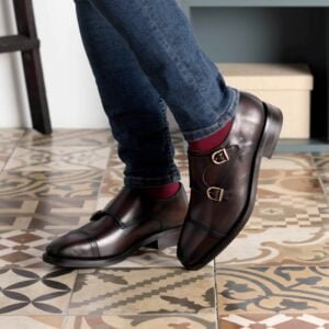 Elegant Dark Brown Double Monk Shoes - Image 6