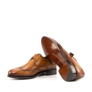 Stylish Cognac Single Monk Leather Shoes - Image 4