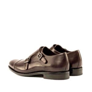 Dark Brown Double Monk Leather Shoes - Image 3