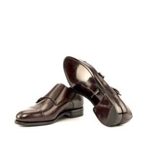 Dark Brown Double Monk Leather Shoes - Image 4