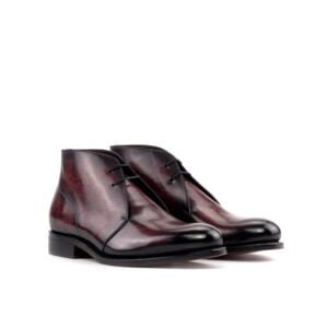 Burgundy Patina Leather Chukka Boots - Image 2