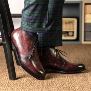 Burgundy Patina Leather Chukka Boots - Image 5