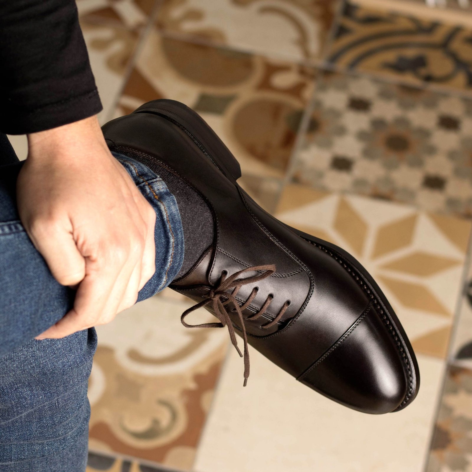 Unique Denim Patina Jodhpur Ankle Boot