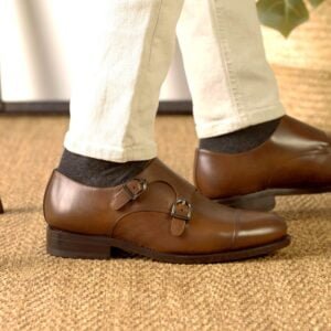 Modern Med Brown Box Calf Double Monk - Image 6