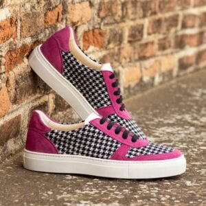 Women's Trainer Houndstooth Fuchsia Cupsole Casual