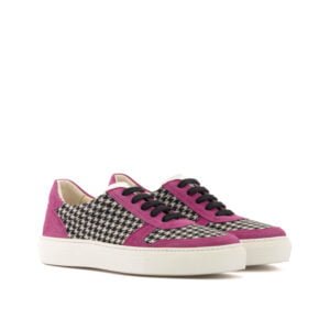 Women's Trainer Houndstooth Fuchsia Cupsole Casual - Image 2