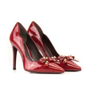 Genoa Ladies Couture Red Leather Heels - Image 3